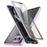 For Samsung Galaxy S21 Ultra 5G Double-Sided Tempered Glass Case Magnetic Metal Frame Phone Cover with Lock Buckle - Light Purple - 1