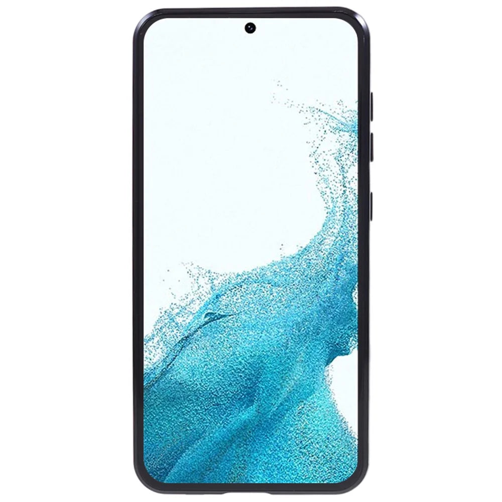 For Samsung Galaxy S22+ 5G Clear Magnetic Phone Case Tempered Glass Back Frosted PC Metal Frame Protective Cover - Black - 3