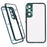 For Samsung Galaxy S21 5G Security Lock Magnetic Phone Case Metal Frame Double Sided Tempered Glass Clear Cover - Green - 1