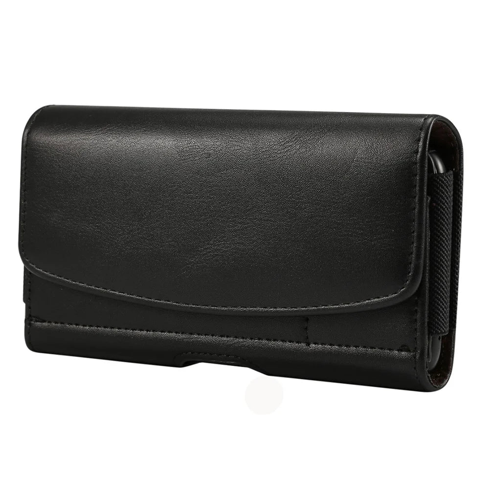 6.7-6.9 inch Belt Holster Texture Microfiber Leather Card Holder Pouch Horizontal Cell Phone Case with Belt Clip - 1