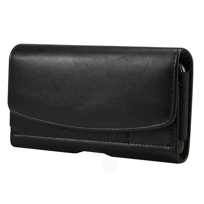 6.7-6.9 inch Belt Holster Texture Microfiber Leather Card Holder Pouch Horizontal Cell Phone Case with Belt Clip - 1