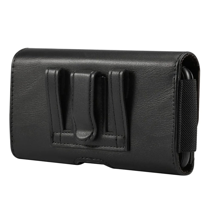 6.7-6.9 inch Belt Holster Texture Microfiber Leather Card Holder Pouch Horizontal Cell Phone Case with Belt Clip - 2