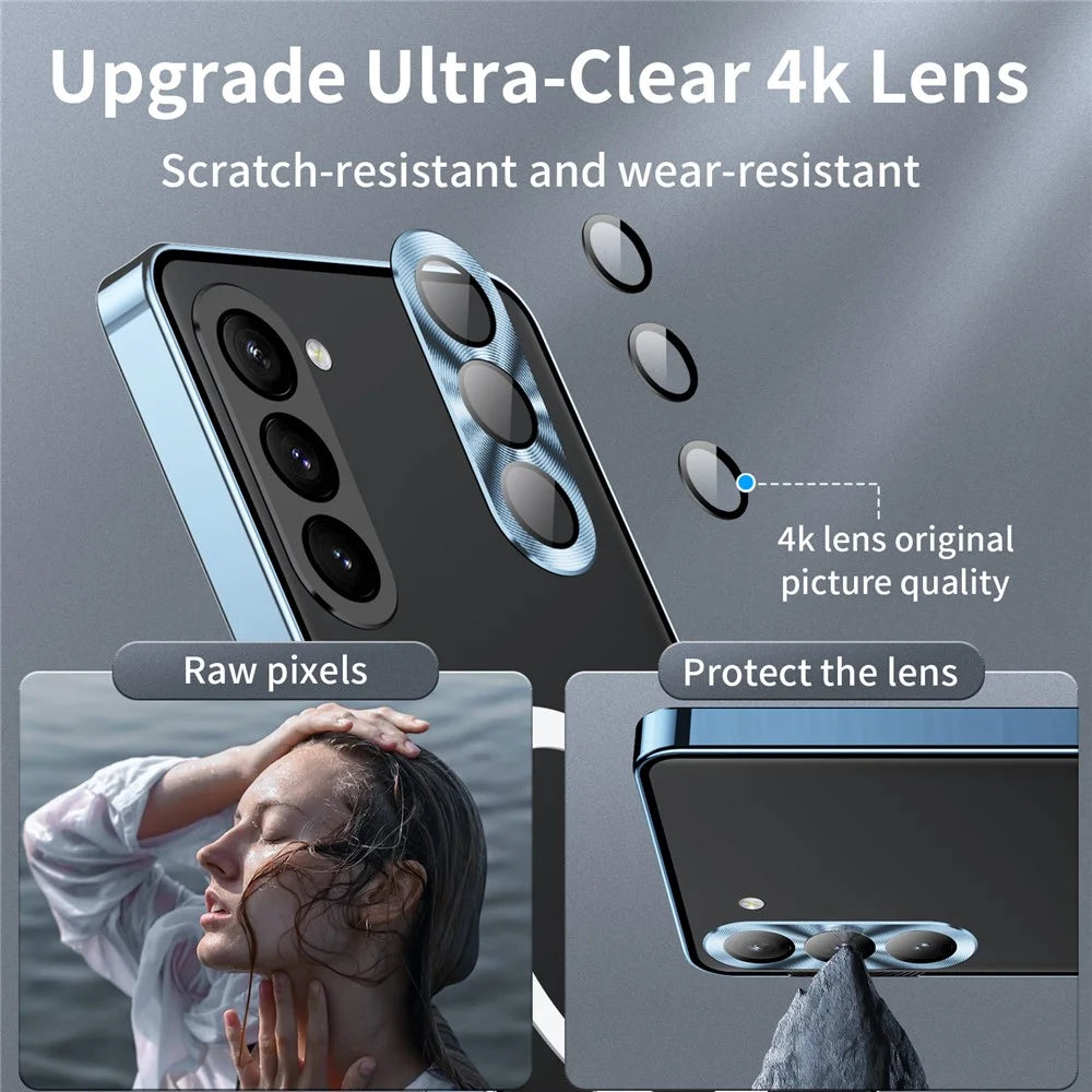 For Samsung Galaxy S23 FE Magnetic Phone Case Camera  Protection Metal Frame Matte Back Cover - Blue - 7