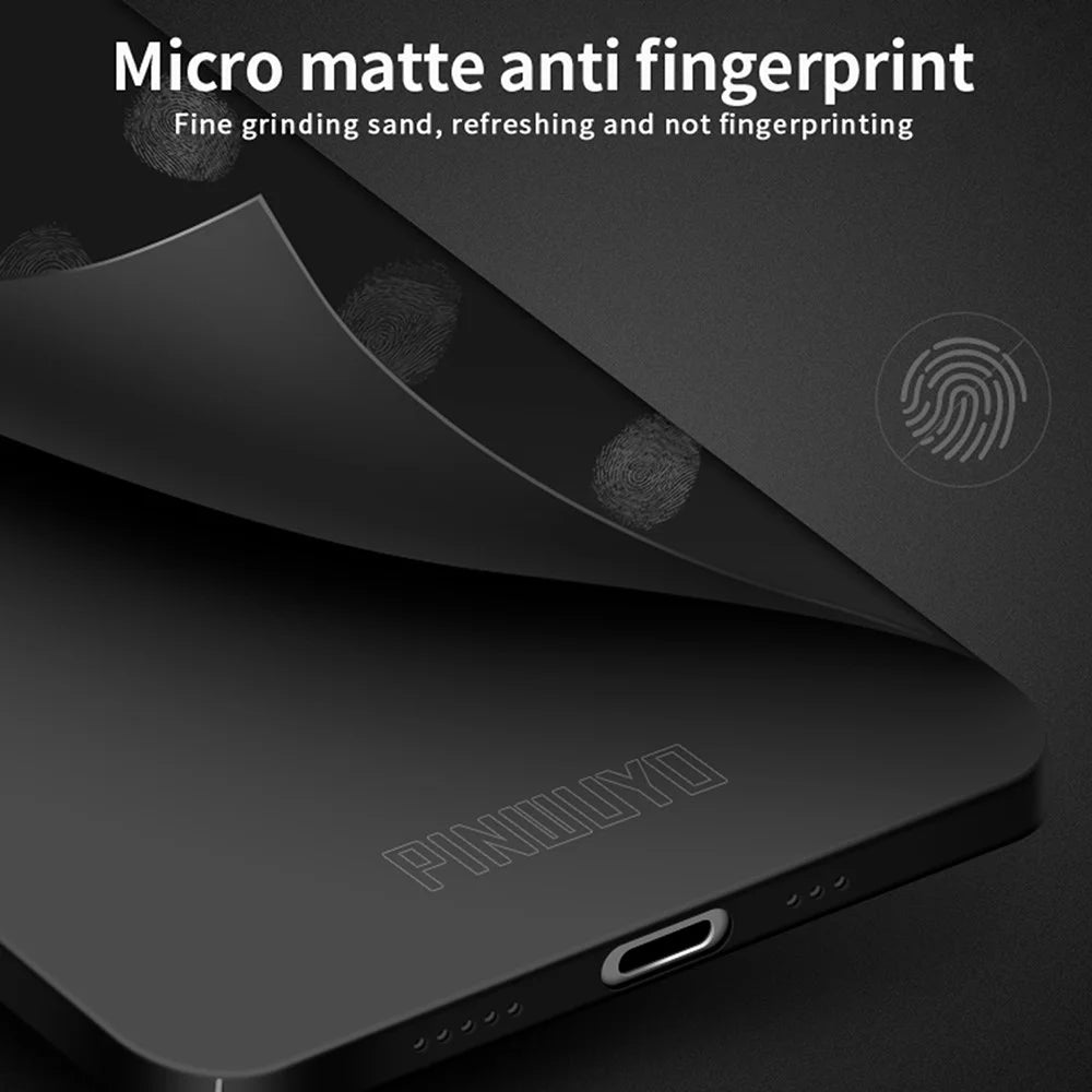 PINWUYO PC Series for iPhone 15 Pro Max Matte Phone Case Hard PC Phone Cover with Magnetic Ring Holder - Black - 5
