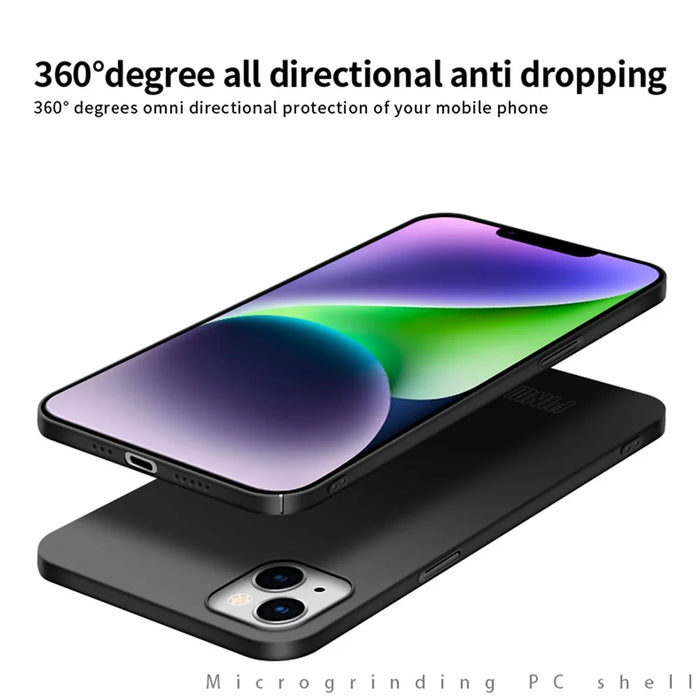 PINWUYO PC Series for iPhone 15 Plus Phone Case Matte PC Slim Phone Cover with Magnetic Ring Holder - Black - 6