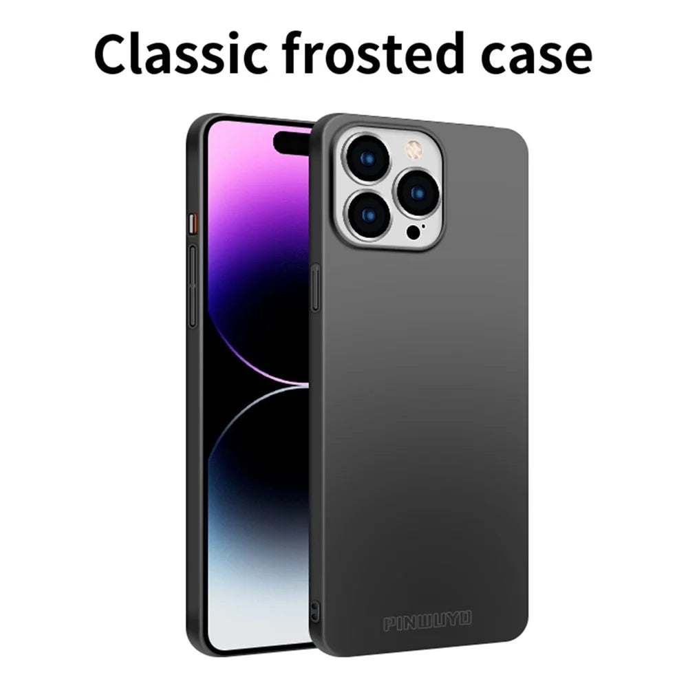 PINWUYO PC Series for iPhone 15 Pro PC Phone Case Matte Phone Cover with Magnetic Ring Holder - Black - 2