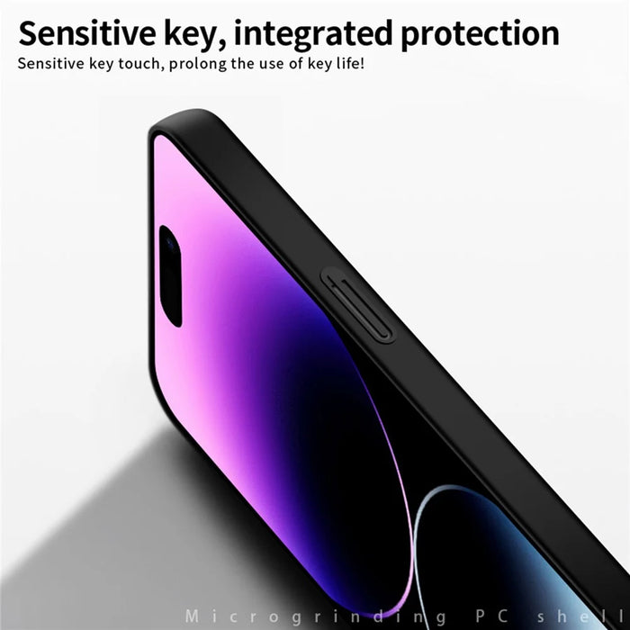 PINWUYO PC Series for iPhone 15 Pro PC Phone Case Matte Phone Cover with Magnetic Ring Holder - Black - 3