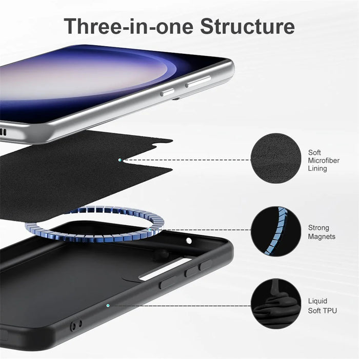 Liquid Series for Samsung Galaxy S23 FE Magnetic Phone Case Rubberized TPU Back Cover - Black - 2