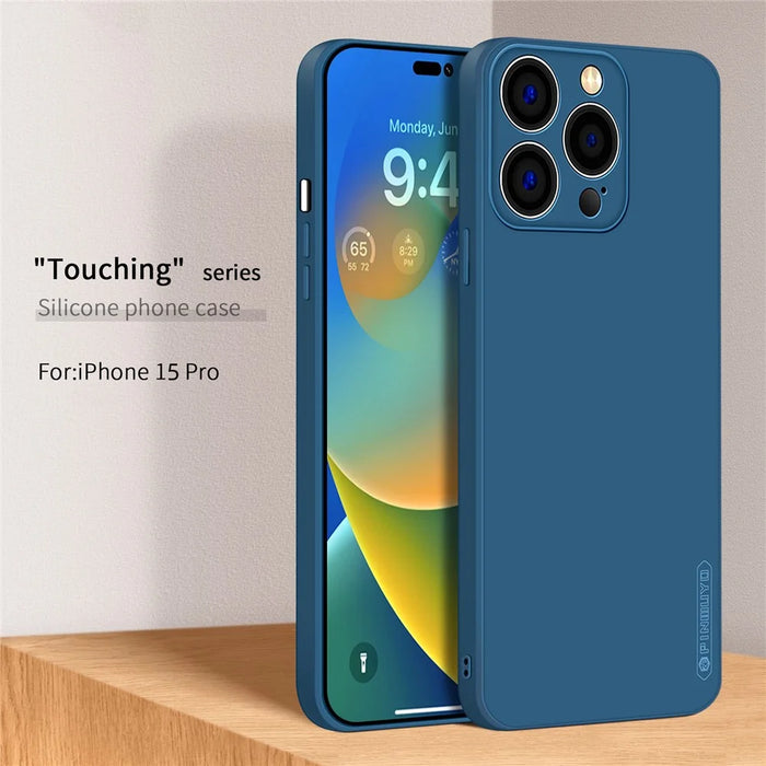 PINWUYO For iPhone 15 Pro Precise Cutouts Drop-Proof Case Soft TPU Phone Cover - Dark Blue - 2