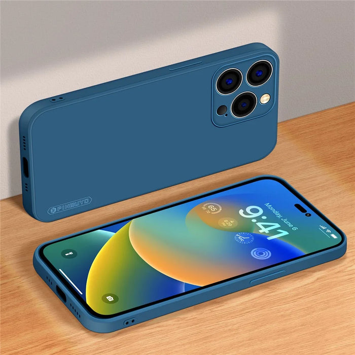PINWUYO For iPhone 15 Pro Precise Cutouts Drop-Proof Case Soft TPU Phone Cover - Dark Blue - 3