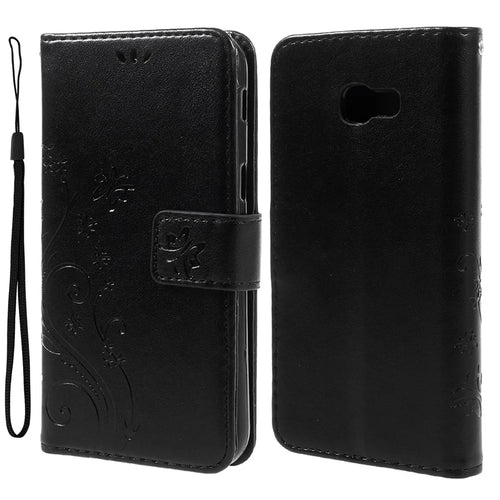 Butterfly Flowers Leather Stand Cover with Card Slots for Samsung Galaxy A5 (2017) - Black - 1