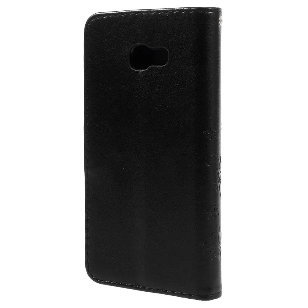 Butterfly Flowers Leather Stand Cover with Card Slots for Samsung Galaxy A5 (2017) - Black - 3