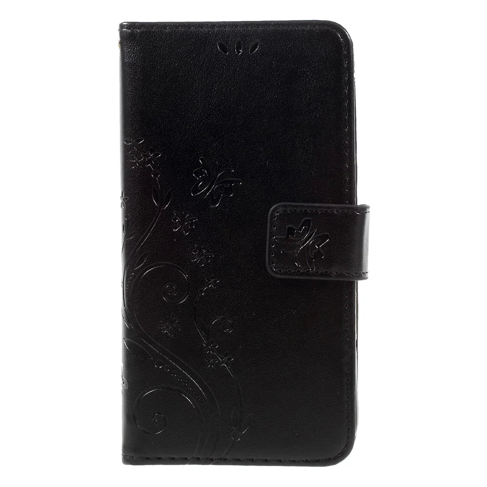 Butterfly Flowers Leather Stand Cover with Card Slots for Samsung Galaxy A5 (2017) - Black - 4