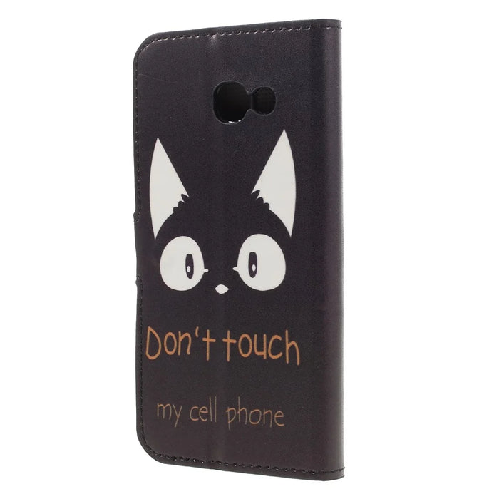 Patterned Leather Wallet Case for Samsung Galaxy A3 (2017) - Do Not Touch My Phone and Animal - 2