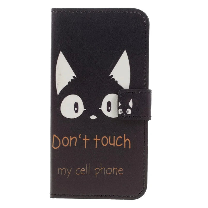 Patterned Leather Wallet Case for Samsung Galaxy A3 (2017) - Do Not Touch My Phone and Animal - 3