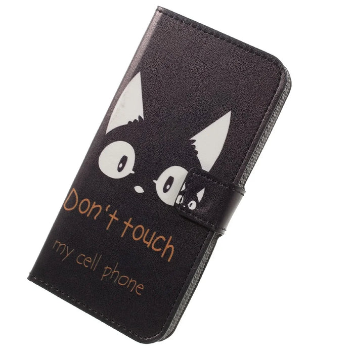 Patterned Leather Wallet Case for Samsung Galaxy A3 (2017) - Do Not Touch My Phone and Animal - 4