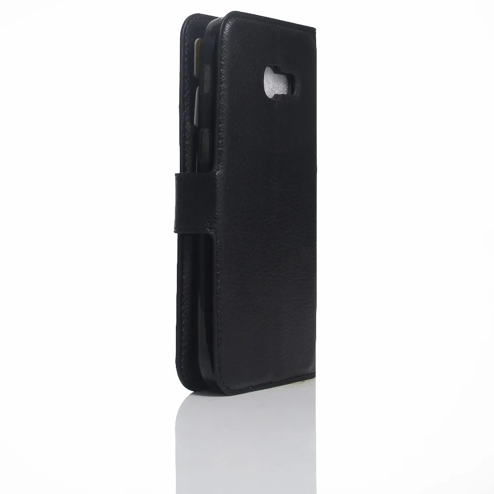 For Samsung Galaxy A5 (2017) Litchi Grain Leather Wallet Stand Case Anti-Drop Anti-Fall Protections - Black - 3