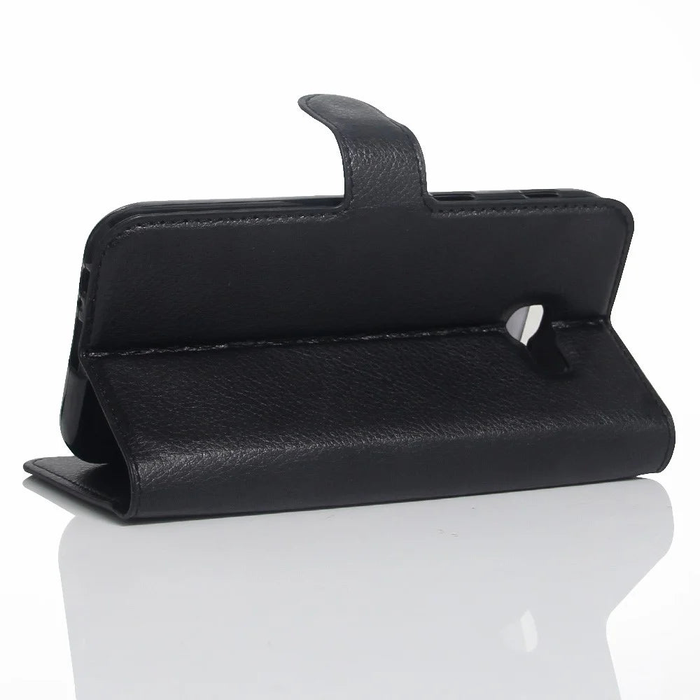 For Samsung Galaxy A5 (2017) Litchi Grain Leather Wallet Stand Case Anti-Drop Anti-Fall Protections - Black - 4