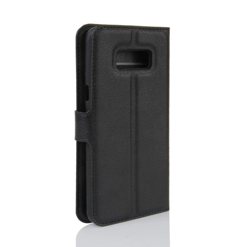 For Samsung Galaxy S8 Plus Lychee Litchi Skin Wallet Leather Stand Case with Magnetic Clasp Closure - Black - 5