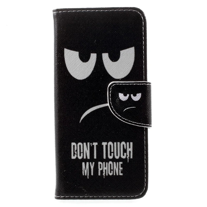 For Samsung Galaxy S8 Patterned Wallet Leather Protective Case - Do Not Touch My Phone - 1