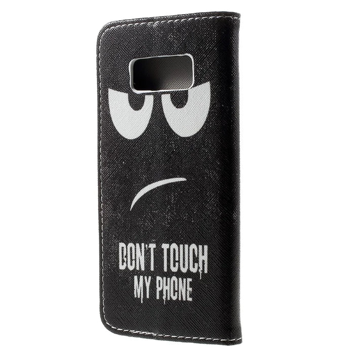 For Samsung Galaxy S8 Patterned Wallet Leather Protective Case - Do Not Touch My Phone - 3