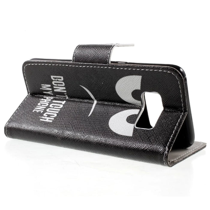 For Samsung Galaxy S8 Patterned Wallet Leather Protective Case - Do Not Touch My Phone - 4