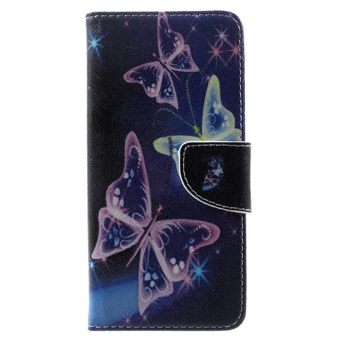 Patterned Wallet Leather Case Accessory for Samsung Galaxy S8 Plus - Shiny Butterflies - 1