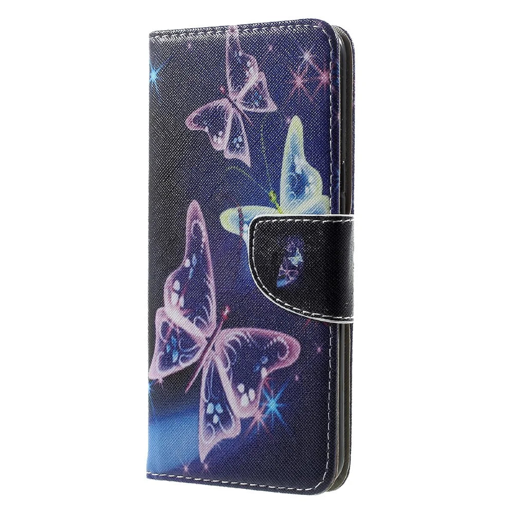 Patterned Wallet Leather Case Accessory for Samsung Galaxy S8 Plus - Shiny Butterflies - 2