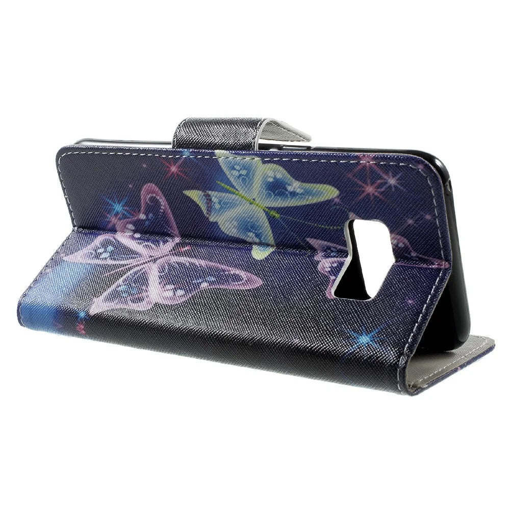 Patterned Wallet Leather Case Accessory for Samsung Galaxy S8 Plus - Shiny Butterflies - 4