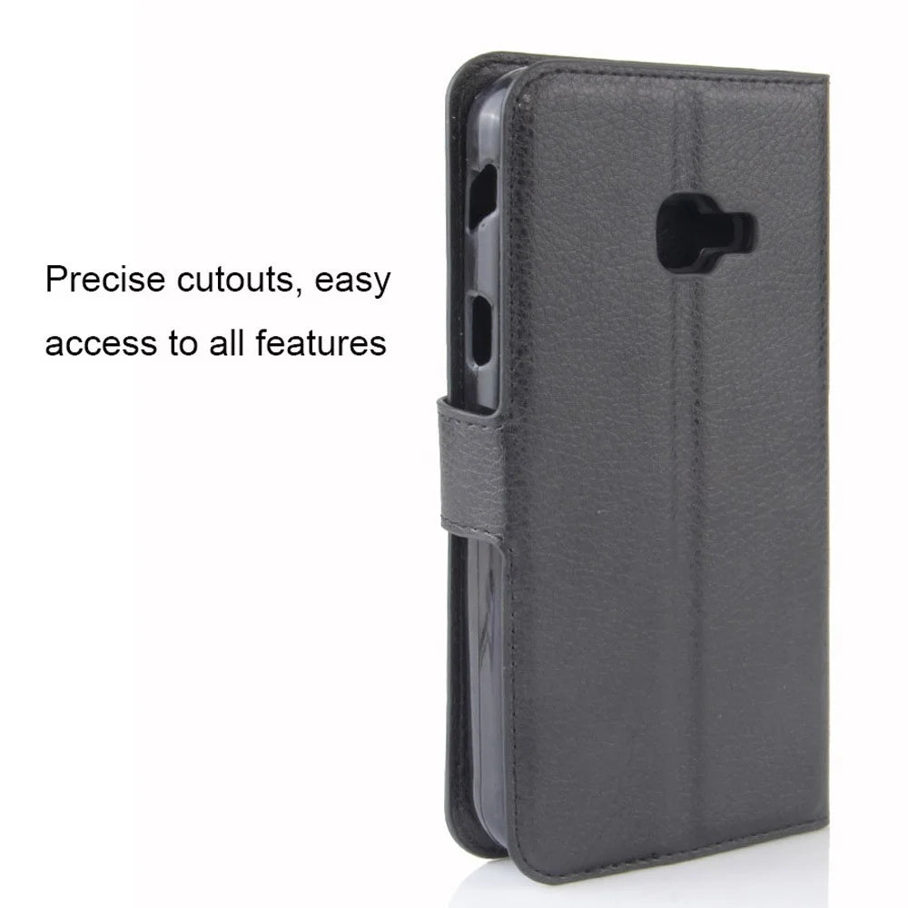 Litchi Skin Wallet Leather Stand Case for Samsung Galaxy Xcover 4s / Xcover 4 G390F - Black - 6