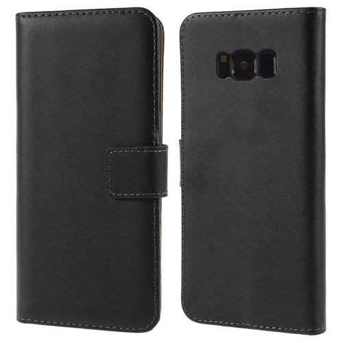 For Samsung Galaxy S8 G950 Well-Selected Split Leather Wallet Phone Accessory Shell - Black - 1