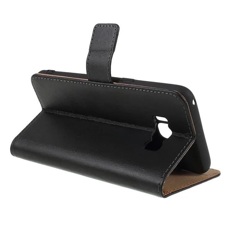For Samsung Galaxy S8 G950 Well-Selected Split Leather Wallet Phone Accessory Shell - Black - 5