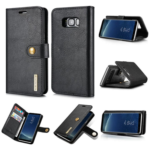 DG.MING for Samsung Galaxy S8 G950 Detachable 2 in 1 Wallet Split Leather Phone Cover Anti-fingerprint Phone Case - Black - 1