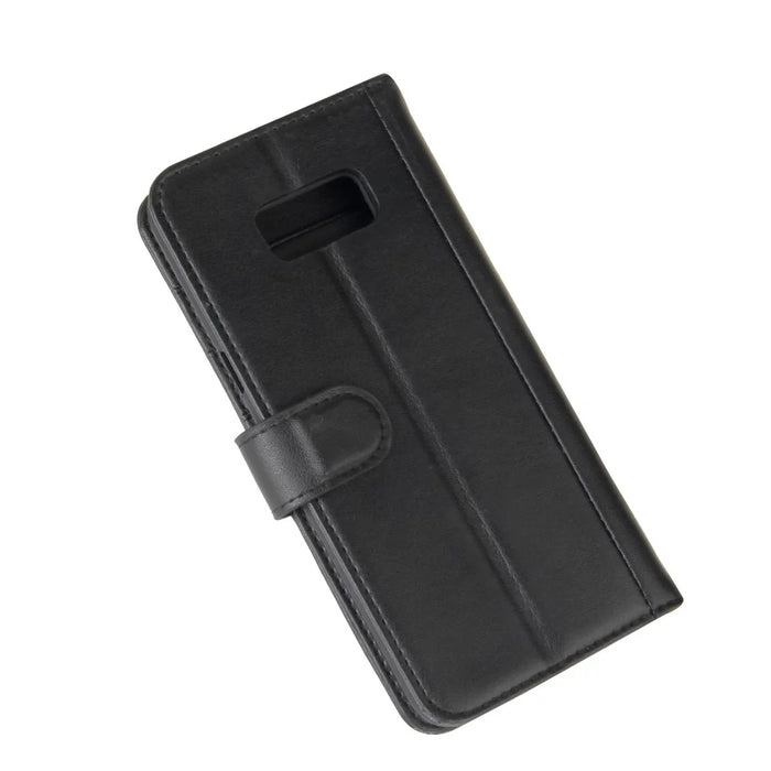 Genuine Split Leather Wallet  Stand Phone Case for Samsung Galaxy S8 G950 - Black - 2