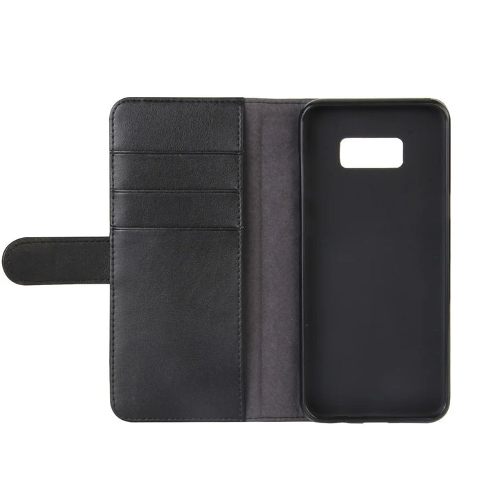 Genuine Split Leather Wallet  Stand Phone Case for Samsung Galaxy S8 G950 - Black - 3
