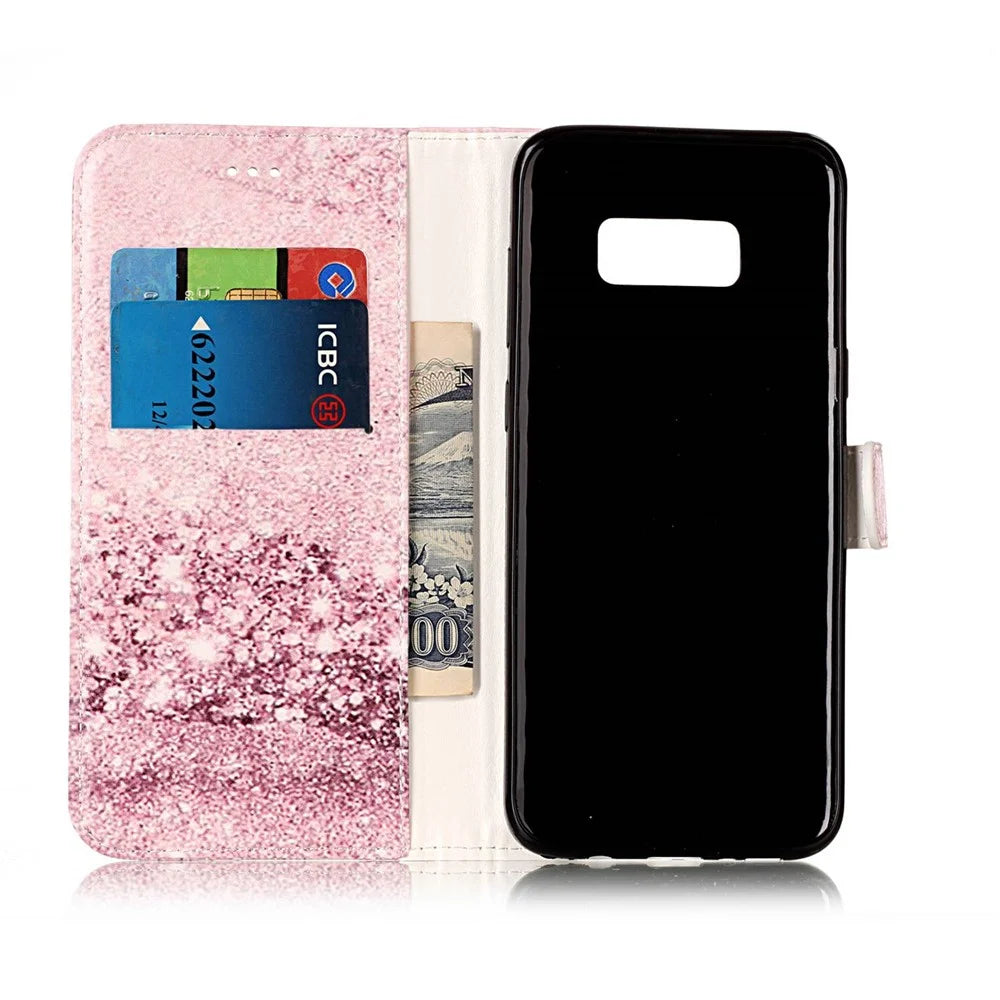 Patterned Leather Wallet Case for Samsung Galaxy S8 G950 - Glittery Sequins - 4