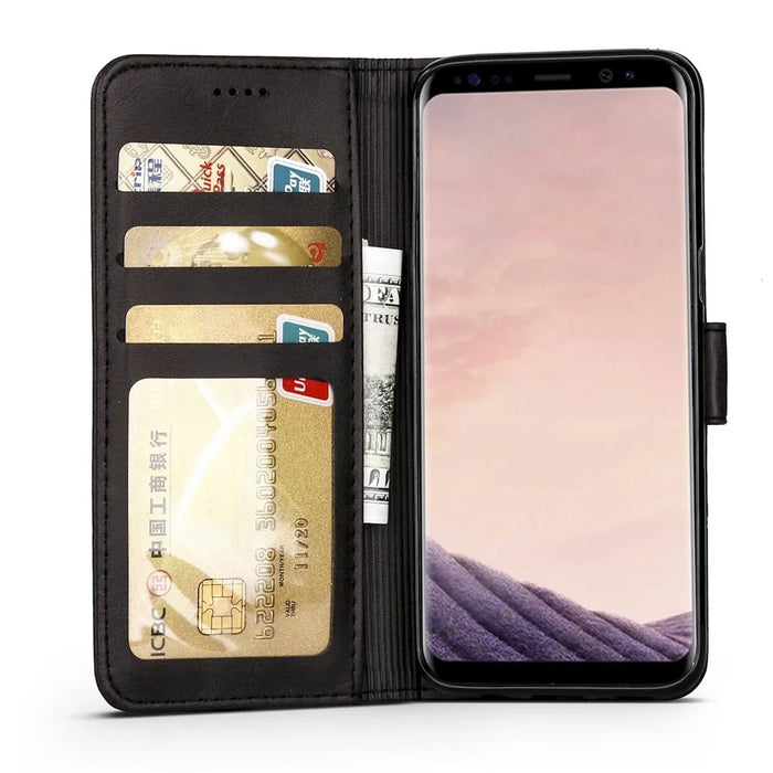 LC.IMEEKE Leather Wallet Mobile Shell for Samsung Galaxy S8 G950 - Black - 5