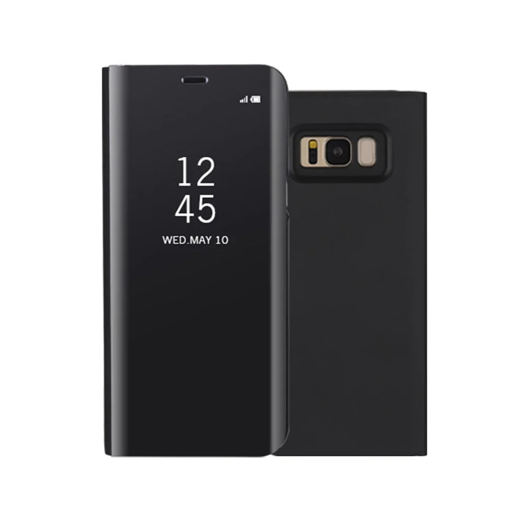 For Samsung Galaxy S8 Plus Flip Leather Cover with Stand Full Body Protective Phone Case - Black - 1