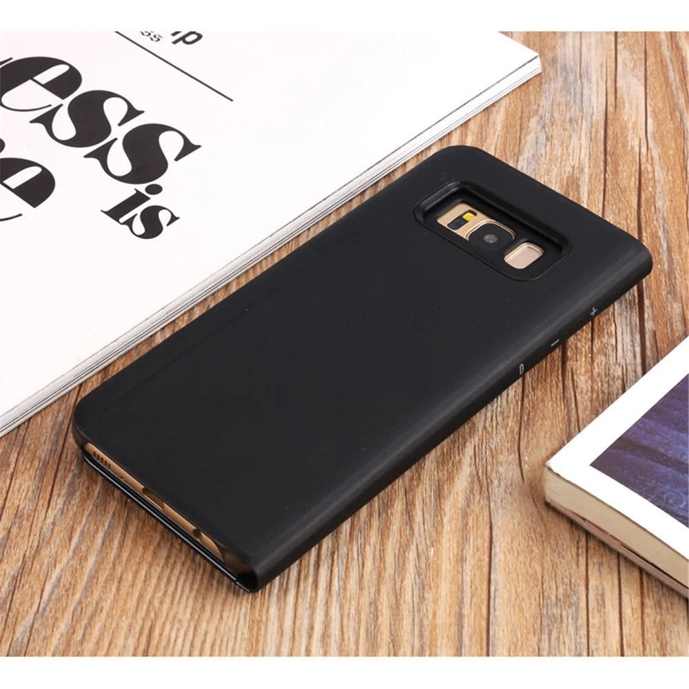 For Samsung Galaxy S8 Plus Flip Leather Cover with Stand Full Body Protective Phone Case - Black - 2