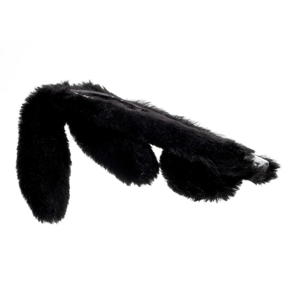 Bunny Shape Rhinestone Fluffy Warm Fur TPU Case for Samsung Galaxy Xcover 4s / Xcover 4 - Black - 4
