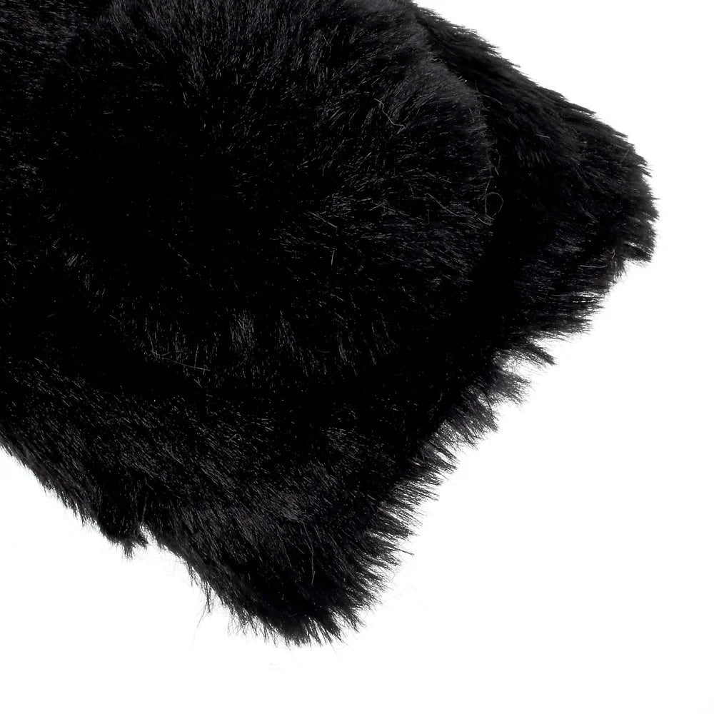 Bunny Shape Rhinestone Fluffy Warm Fur TPU Case for Samsung Galaxy Xcover 4s / Xcover 4 - Black - 7