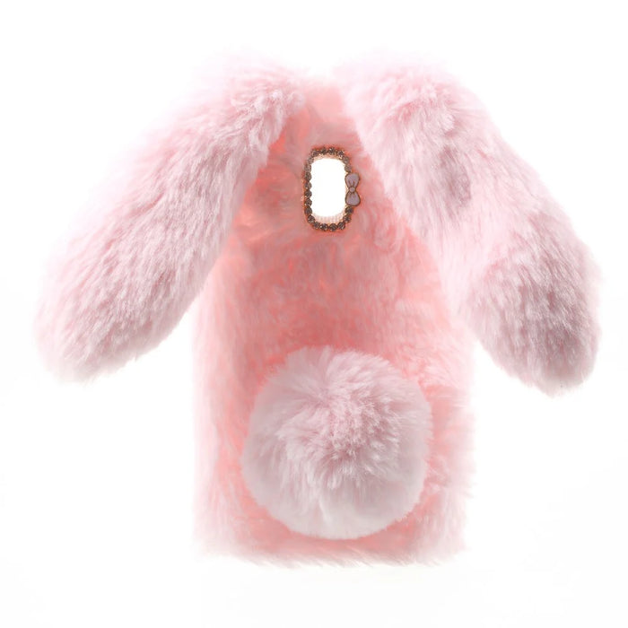 Bunny Design Rhinestone Warm Fur TPU Mobile Casing for Samsung Galaxy J3 (2017) (EU Version) - Pink - 1