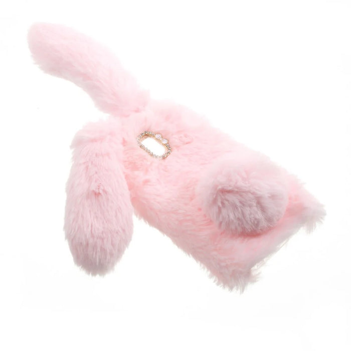 Bunny Design Rhinestone Warm Fur TPU Mobile Casing for Samsung Galaxy J3 (2017) (EU Version) - Pink - 3