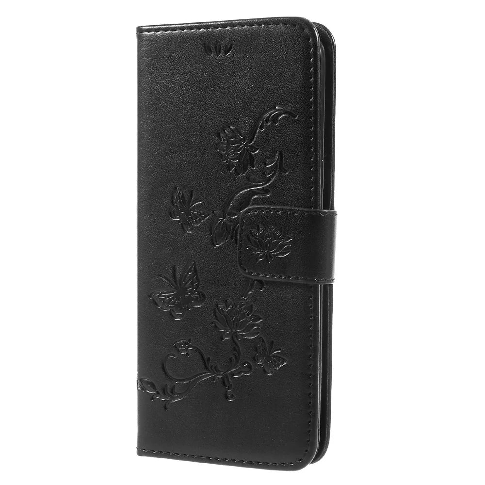 For Samsung Galaxy S8 SM-G950 Imprint Butterfly Flower Wallet Stand Leather Mobile Shell - Black - 3