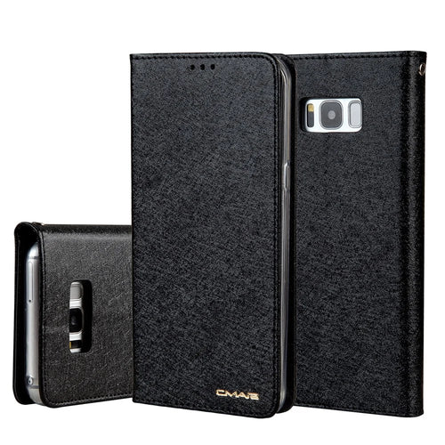 CMAI2 Series Silk Texture Wallet Stand Leather Case for Samsung Galaxy S8 G950 - Black - 1