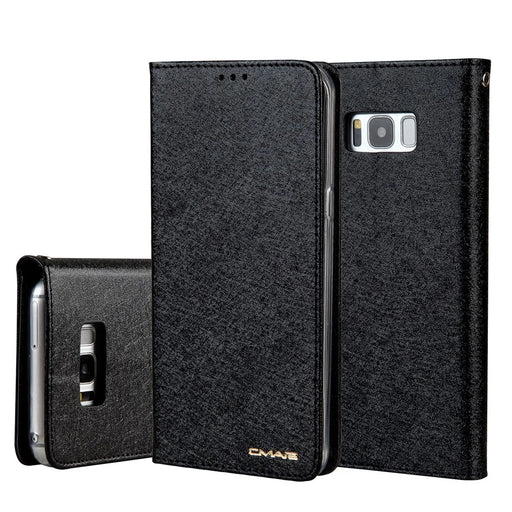 CMAI2 Series Silk Texture Wallet Stand Leather Case for Samsung Galaxy S8 G950 - Black - 1