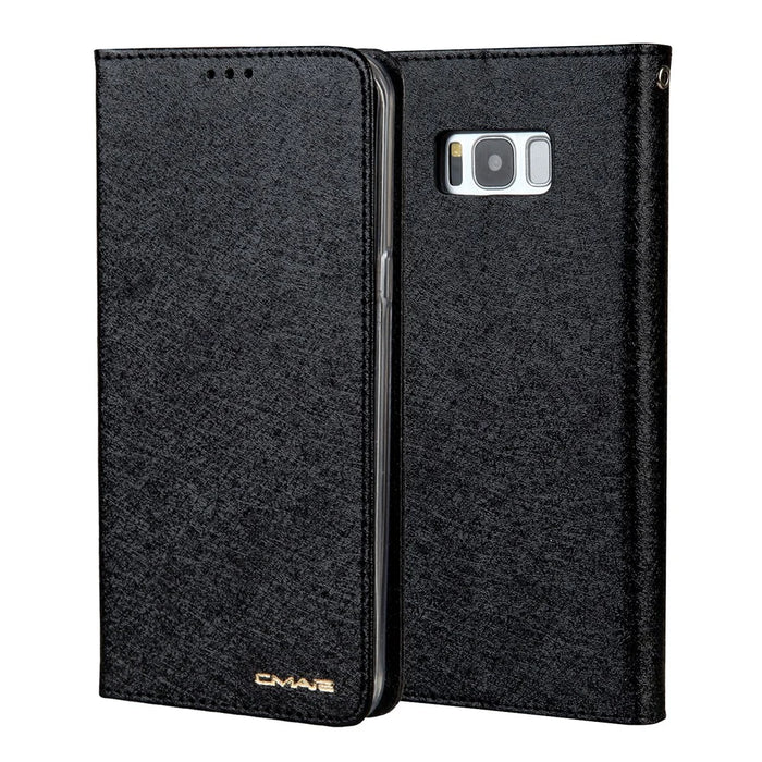 CMAI2 Series Silk Texture Wallet Stand Leather Case for Samsung Galaxy S8 G950 - Black - 2