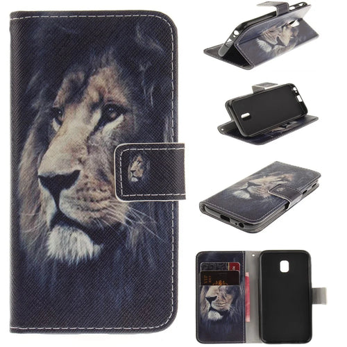 Pattern Printing Leather Wallet Stand Case for Samsung Galaxy J3 (2017) EU Version - Lion - 1
