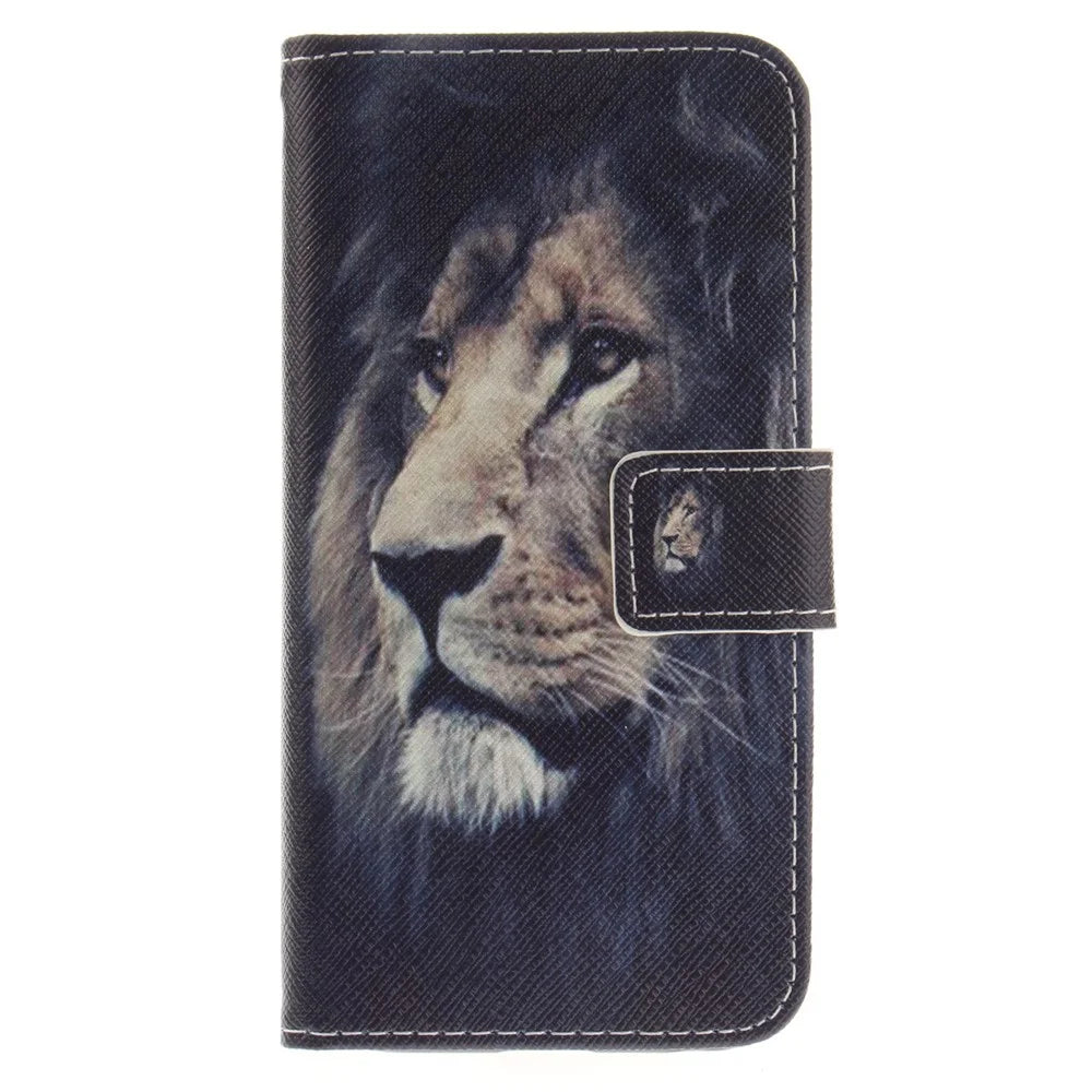 Pattern Printing Leather Wallet Stand Case for Samsung Galaxy J3 (2017) EU Version - Lion - 2