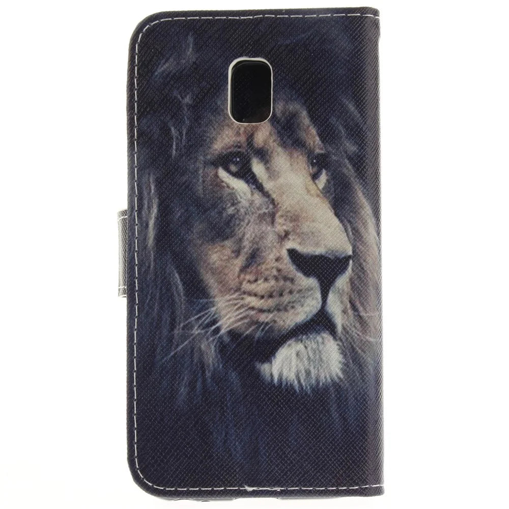 Pattern Printing Leather Wallet Stand Case for Samsung Galaxy J3 (2017) EU Version - Lion - 3